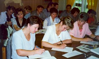 Job-seekers attend a six mouth training course.